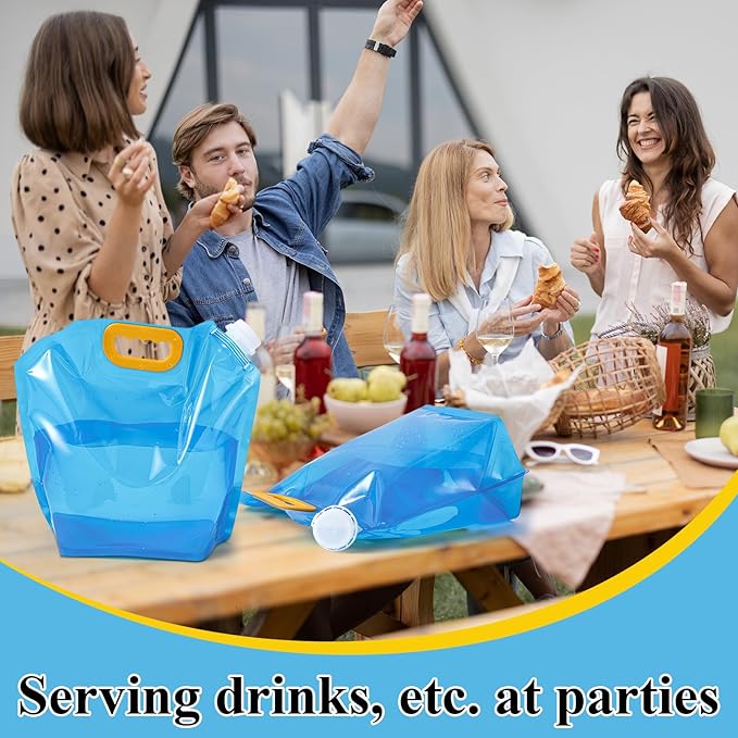 Tessco 8 Pcs for you 1.3 Gallon Collapsible Water Storage Bag Water Container Emergency Jug Plastic Storage Pouch Freezable Carrier Tank Foldable Bottle for Outdoor Sport Camping Hiking (Blue)