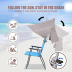 XL Universal Chair Canopy Umbrella, UPF 50+ Foldable Sun Shade Attachment with Adjustable Clamp, Fits Most Brands’ Beach, Camping, Lawn, Tanning, Zero Gravity, Lounge & Fishing Chairs