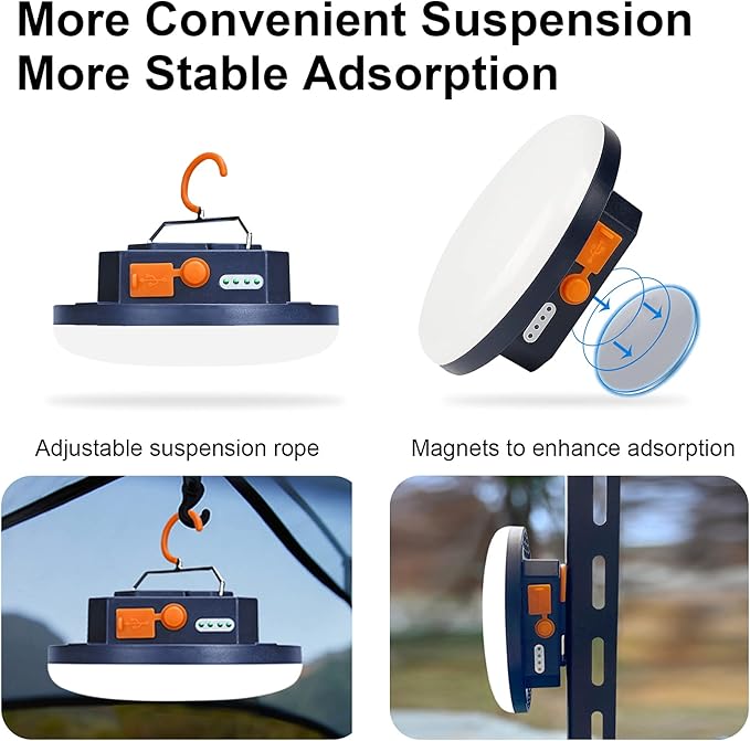 2pcs 10000mAh Rechargeable 3000LM Tent Light Camping Light, 6500K 24Hours Long Play Time , Outdoor Night Market Light Night Fishing Light Emergency Lights for Hurricane Tsunami disasters(30W(2pcs))