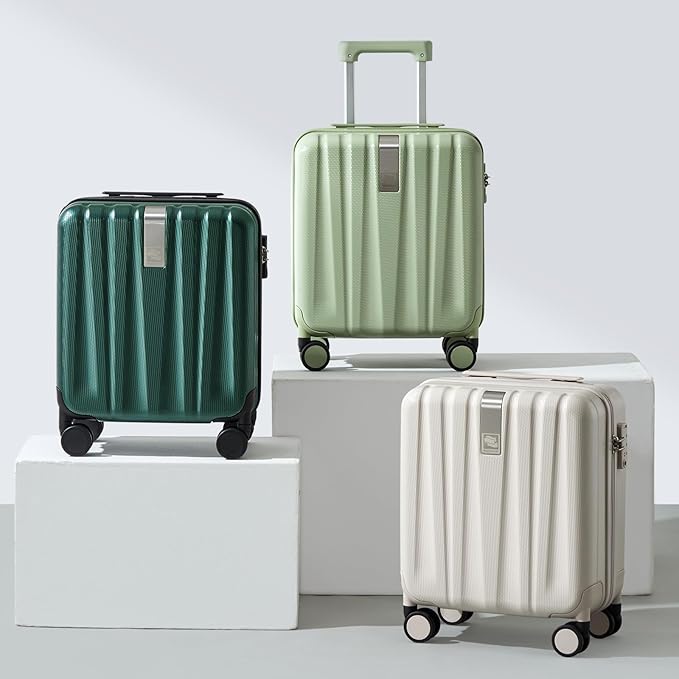 Hanke 16 Inch Underseat Carry on Luggage with Wheels,Small Hard Shell Suitcases for Weekender,Travel Approved Lightweight Travel Luggage Suitcase for Womem Men,Bamboo Green.