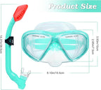 Kids Snorkel Set Dry Top Snorkeling Gear for Kids Youth Boys Girls Junior Age 5-15,Tempered Glass Swimming Diving Mask and Snorkel Set 180 Degree Panoramic View