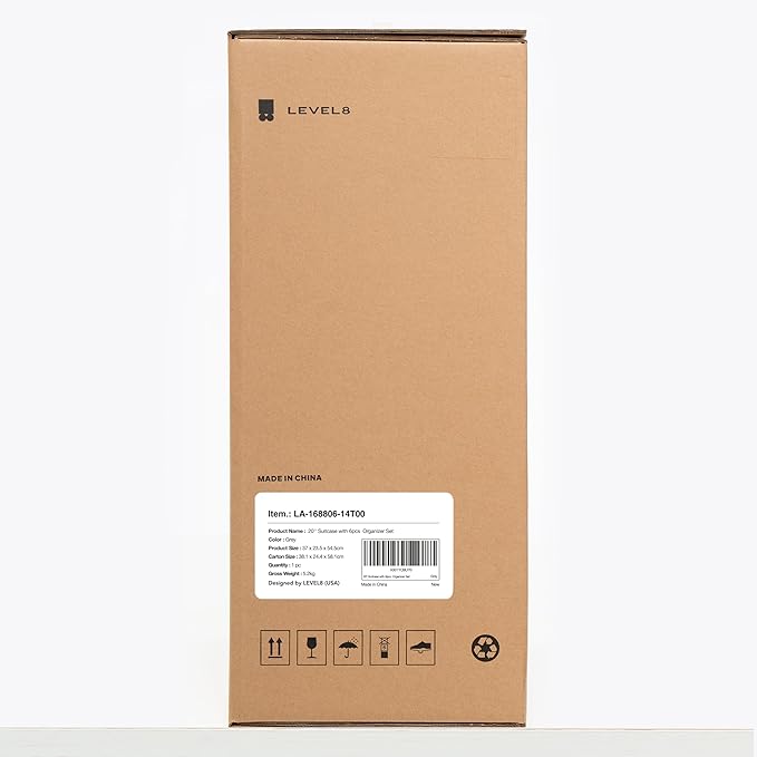 LEVEL8 Carry on Luggage Airline Approved, Small Carry on Suitcases with Wheels, Lightweight Hardside Textured Luggage for Travel, Tsa Approved, 20-Inch, Dark Grey