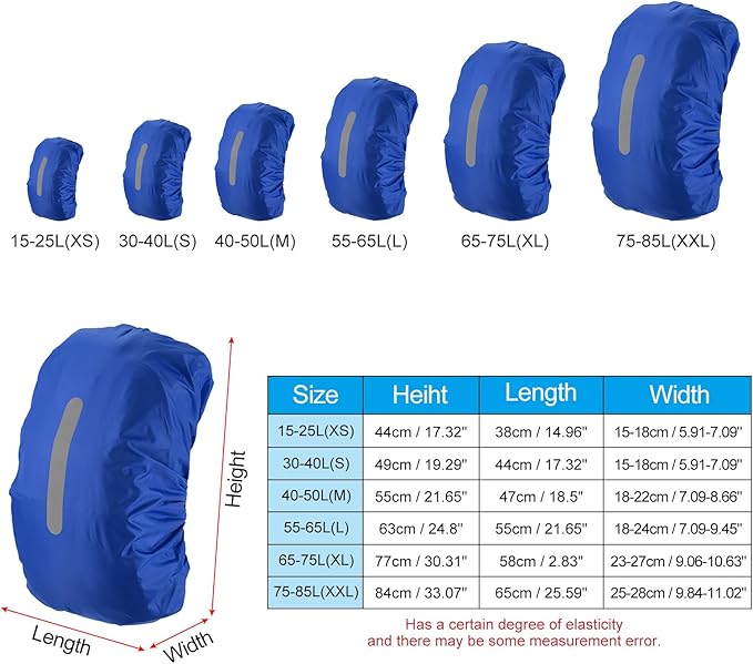 PATIKIL Waterproof Backpack Rain Cover, Non-Slip Backpack Cover with Vertical Reflective Strap Stay Dry for Hiking, Camping, Hunting