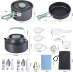 MEETSUN Portable Camping Pots and Pans Set,Aluminium Camping Cooking Set with Heat-Resistant Handles,Foldable Design,Quick-Clean Camping Cookware Set for Backpacking, Hiking,Survival,Emergency