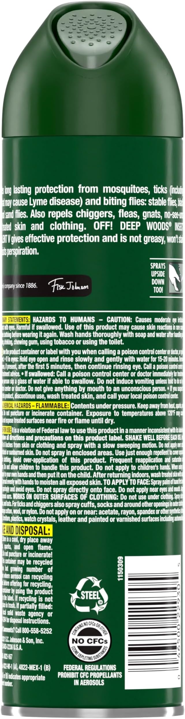 OFF! Deep Woods Insect Repellent Aerosol, Bug Spray with Long Lasting Protection from Mosquitoes and Ticks, 9 oz