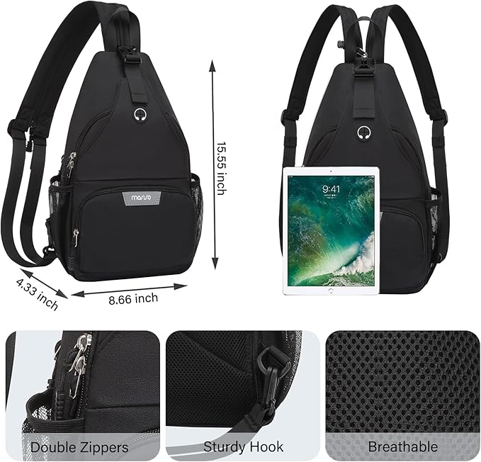 MOSISO Sling Backpack Travel Hiking Daypack, Crossbody Convertible Sling Bag with Front Pocket One Shoulder Chest Bag