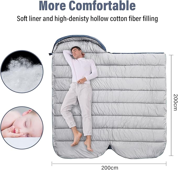 BISINNA XXL Sleeping Bag(90.55"x39.37") for Big and Tall Adults,3-4 Seasons Plus Size Warm and Comfortable Waterproof Lightweight Sleeping Bag Great for Camping Backpacking Hiking Indoor & Outdoor