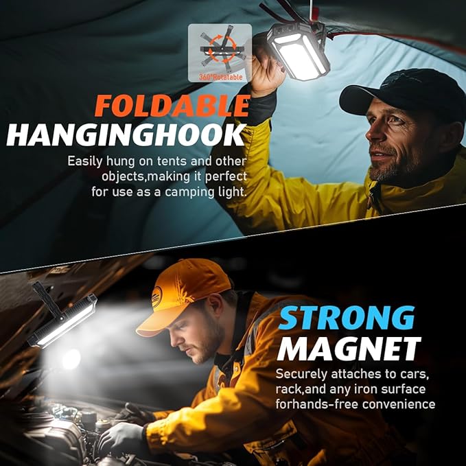 LED Camping Lantern Rechargeable, 10000mAh Portable Camping Lights up to 120+ Hours, 12 Light Modes, Dimmable, LCD Digital Display, Waterproof, Camping Essentials for Power Outages, 6 Packs