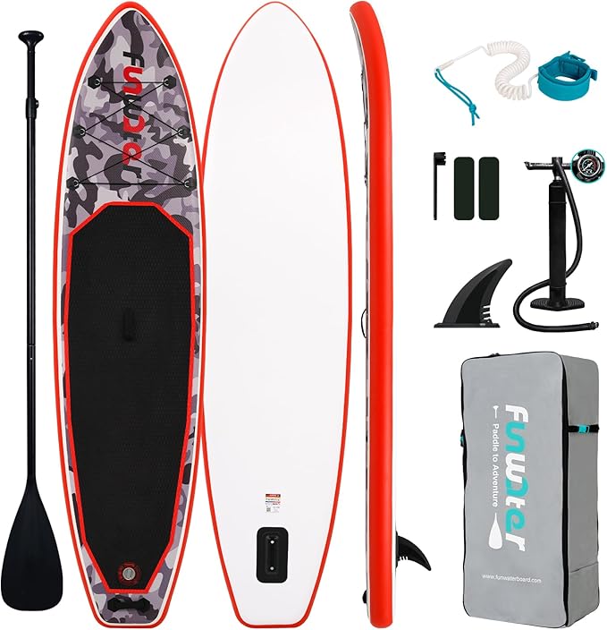 FunWater Inflatable Stand Up Paddle Board with Premium SUP Paddleboard Accessories, Anti-Slip EVA Deck, 11'/10'6'' Paddle Boards for Adults & Youth of All Skill Levels
