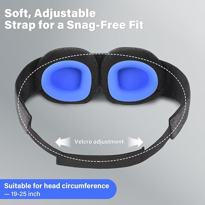 Sleep Mask for Dry Eyes – 100% Blackout Eye Mask & Moisture Goggles – Adjustable Hydrating Sleeping Mask for Men & Women, Soft & Comfortable – Great for Travel & Shift Work, Gray