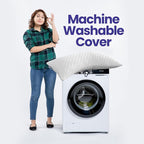 Sidney Sleep Set of 2 Queen Size Bed Pillows for Side and Back Sleepers - Adjustable Filling - Memory Foam Pillows for Neck and Shoulder Pain - Customizable Loft - Extra Foam Included (White)