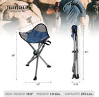 Travel Chair Slacker Tripod Chair for Camping, Lightweight Chair, Adjustable Carry Strap for Easy Transport | Oversized Duck Feet for Improved Stability | Perfect for Outdoor Adventures (Blue)