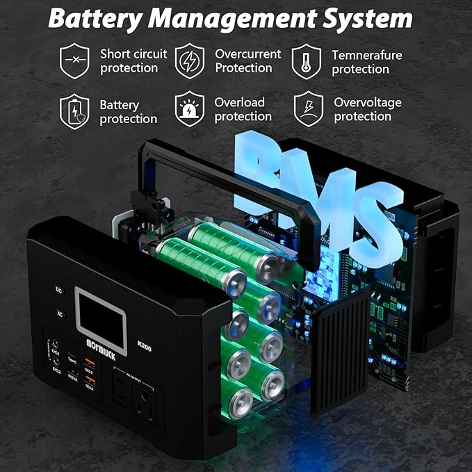 200W Portable Power Station (400W Peak), mormluck 118Wh Solar Generators with 110V/200W AC Outlet（NO SOLAR PANEL）, 32000mAh Lithium Battery for Home Backup, Outdoor Adventures, and RV Emergencies