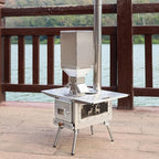 Outdoor Camping Stove Accessory Pellet Bin with Burner for Tent Stove(Silver)