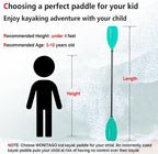 Kayak Paddles for Kid with Aluminum Shaft and PP Blade, Floating Kayaking Oars for Youth and Junior, Adjustable 163-183cm/64-72 Inches