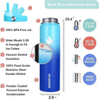 SENDESTAR Stainless Steel Wide Mouth Water Bottle 24oz Double Wall Vacuum Insulated Leak Proof Bottle with New Flex Straw Lid & Spout Lid XIN-MC-0750-1