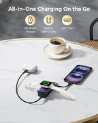 INIU Portable Charger, Pocket Size 5000mAh 20W PD Fast Charging Power Bank, with Built-in USB C Cable and Watch Charger, Keychain Battery Pack, Travel Charger for iPhone 17 16 15, Apple Watch, etc.