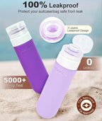 Quatish 20 Pack Travel Bottles for Toiletries, Original Patented, TSA Approved Travel Size Containers, Leak Proof Silicone Shampoo and Conditioner Bottles Women & Men, Airplane Essentials, Purple