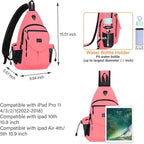 MOSISO Sling Backpack,Canvas Crossbody Hiking Daypack Bag with Anti-theft Pocket, Cherry Pink