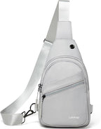 7L Sling Bag For Women Faux Leather Anti Theft Small Casual Daypack Backpack Fanny Pack Crossbody Chest Bags Purse Waterproof Light Grey