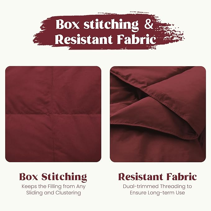 puredown® Soft Feather Down Throw Blanket Lightweight Packable Couch Throw for Indoor and Outdoor Use, 50"X70", Wine