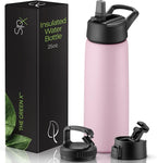 SipX™ Triple-Insulated Stainless Steel Water Bottle 25oz. With 3 Lids, BPA-Free Reusable Insulated Water Bottle Keeps Cold 24 Hours, Metal Water Bottle Made Of Sustainable Material For Hiking & Biking