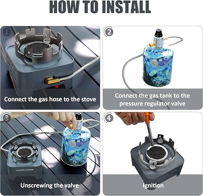 Propane Camping Stove with Carrying Case & Ignition Portable Gas Stove for Outdoor Camping BBQ Hiking