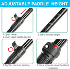 SUP Paddle – 4-Piece Adjustable Kayak Oar, Detachable Aluminum Alloy Paddle Board Paddles, Floating Carbon Fiber Textured Blade, Lightweight & Durable with Stretchable Leash