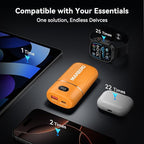 MARBERO Portable Power Bank 10000mAh Dual Input USB C Phone Charger Battery Pack Portable PD3.0 QC3.0 with LED Display Compatible with iPhone 16 15 14 13 Samsung Google iPad etc (Orange)