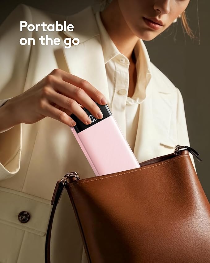 Portable Phone Charger, 10000mAh Portable Charger Power Bank with Built-in Cables, Travel Essential Battery Pack Compatible with iPhone, Samsung, Google, iPads, Tablets, etc