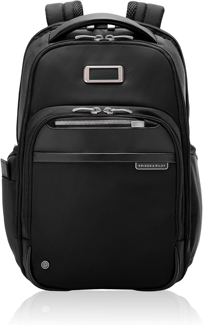 Briggs & Riley Medium Backpack for Women & Men - Laptop Backpack, For Work & Travel, Carry On Size, Lightweight & Durable, Padded Straps, Fits up to 14" Laptop - @work Collection, Black