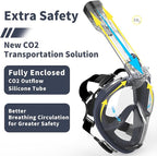 R10 Full Face Snorkel Mask Adults, Snorkeling Mask Gear for Adults&Kids, Fully Enclosed CO2 Transportation Solution, Silicone Bonding Anti-Leak&Anti-Fog, Foldable for Portability