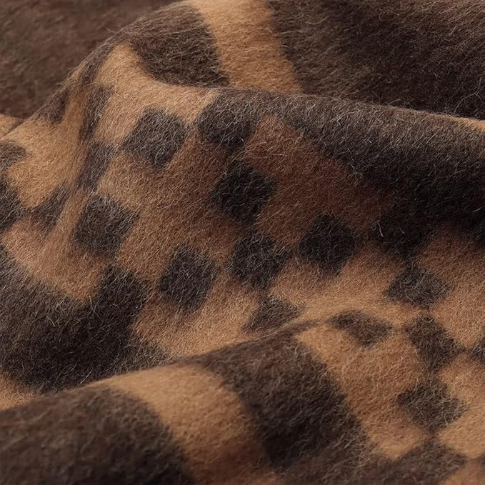 Thick Alpaca Wool Blanket Heavyweight Camping Outdoors Indoors Soft Peru Twin Size New Ethnic Design (Dark Brown/Soft Camel 2, Twin Size)