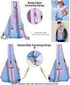 KL928 Canvas Sling Bag - Small Crossbody Backpack Shoulder Casual Daypack Rucksack for Men Women(Large Version)