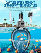 Zenoplige Full Face Snorkel Mask Adults,Dry-Top Snorkeling Gear with Camera Mount,Foldable 180-Degree Panoramic Scuba Mask for Snorkeling Diving Swimming Travel,Snorkel Mask Anti-Fog & Anti-Leak