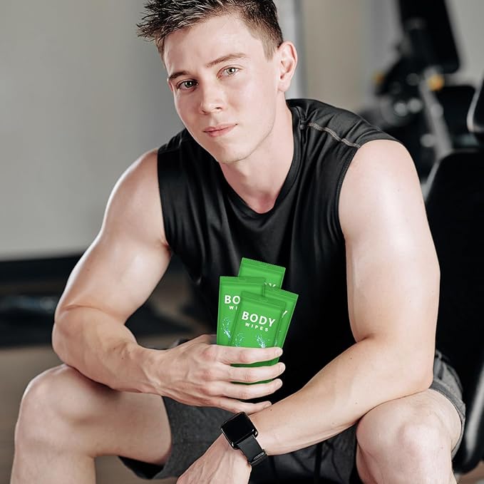 Treela 300 Pcs Bulk Deodorant Large Body Wipes Individually Wrapped Wet Wipes Travel Size for Adults Shower for Homeless Supplies Hygiene Personal Cleansing for Hiking Gym(7.09" X 9.84",Green)