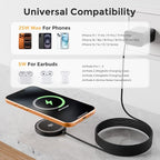 Magnetic Qi2 Wireless Charging Pad: 25W Mag Fast Charger for Google Pixel 10 iPhone 17 16 Pro Max 16e 15 14 13 12 AirPods & Samsung Galaxy Series Gift Ideal for Desk & Travel (Black, 2Pack)