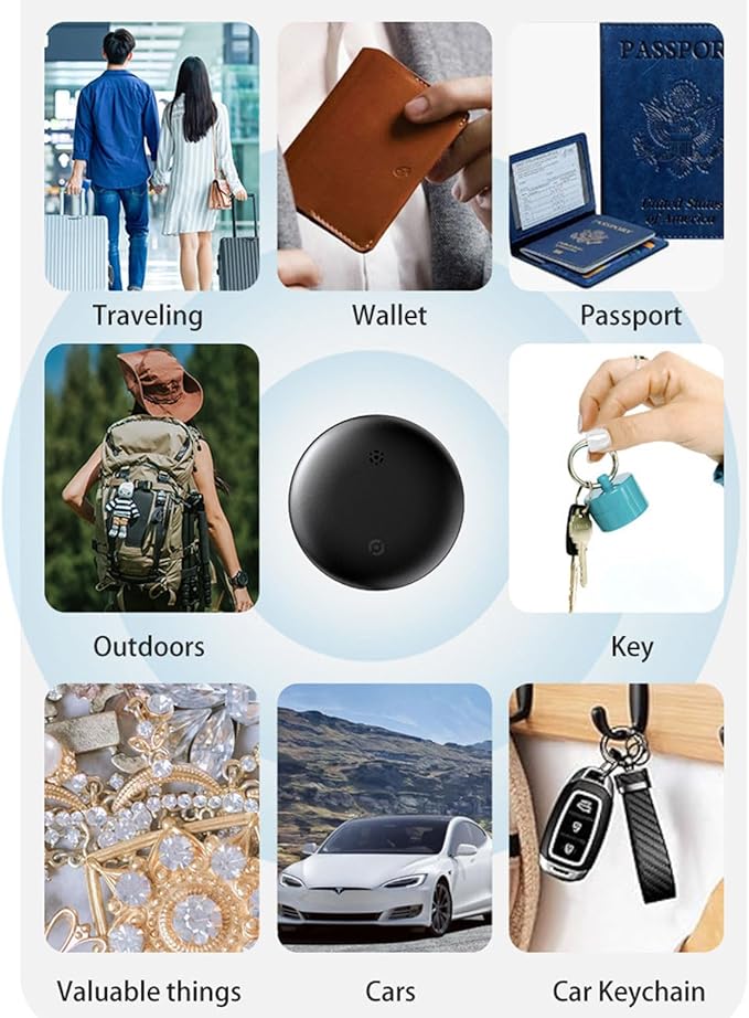 Dual System GPS Tracker for iOS and Android Bluetooth Tracker Smart Tags Compatible with Apple Find My (iOS) & Google's Find Hub (Android) for Keys, Vehicles, Car, Luggage, Wallet (4-Pack)