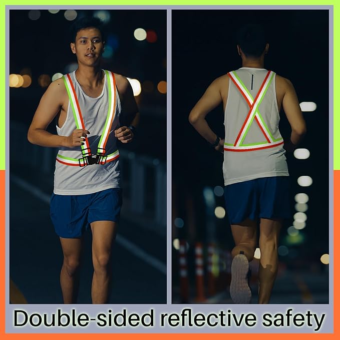 Hercicy Reflective Running Vest Reflective Running Shirt with Safety Straps High Visibility Construction Vest for Night Cycling Hiking Jogging Dog Walking