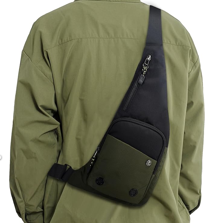 Peicees Sling Bag for Men Women Shoulder Bag Backpack Strap Pockets Chest Bag for Running Hiking Camping Exercise Outdoor