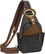 KouLi Buir Canvas Sling bag,Small Crossbody Backpack,Convertible Chest Bag Casual Daypack For Outdoor Cycling Hiking Travel (B3611-Black-N)