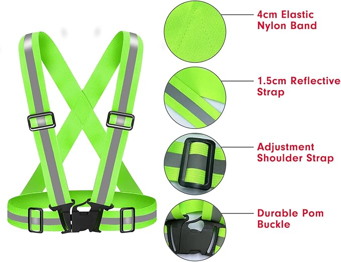 High Visibility Reflective Vest Safety Vest Running Reflective Gear Adjustable Reflective Vest for Walking,Jogging,Hiking,Night Cycling