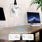 2 Prong to 3 Prong Adapter, FiiMan Multi Plug Outlet Extender 5 AC Outlet Splitter Wall Adapter Non-Grounded Outlets Expander for Japan Travel - Type A, 1875W, White (1 Pack)