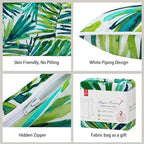 Magpie Fabrics Patio Lumbar Pillow Covers ONLY 20"x12", Set of 2, Outdoor Indoor Cushion Cases Decorative Throw Rectangular Pillowcase Shell for Couch Garden - Green Palm Leaves