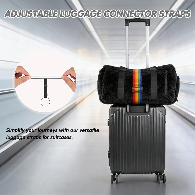 2Pcs Luggage Straps for Suitcases, Adjustable Luggage Connector Straps, Luggage Straps Bag Bungee, Add a Bag Easy to Travel Suitcase (Red)