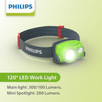 Philips Xperion 3000 LED Headlamp Work Light, 300 Lumen Professional Flashlight with Diffused Flood Light and Rotatable Spotlight for Mechanics, Running, Camping, Grilling, Outdoor Use