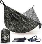 Foxelli Camping Hammock - Lightweight Portable Hammock, Easy Setup with Tree-Friendly Ropes & Steel Carabiners, Heavy Duty Parachute Nylon for Indoors and Outdoors