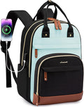 LOVEVOOK Laptop Backpack Women with USB Port Design,15.6 inch Waterproof Work Travel Backpack Computer Laptop Bag,Cute College Nurse Teacher Backpack Purse,Gifts for Women & Men,Black-Light Blue
