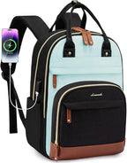 LOVEVOOK Laptop Backpack Women with USB Port Design,15.6 inch Waterproof Work Travel Backpack Computer Laptop Bag,Cute College Nurse Teacher Backpack Purse,Gifts for Women & Men,Black-Light Blue