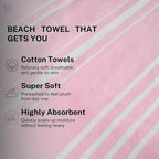 Cotton Turkish Beach Towel with Towels Oversized 36"x72" Pool Absorbent Extra Large Quick Dry Sand Travel Towel (Peony Plush, 2 Pack)